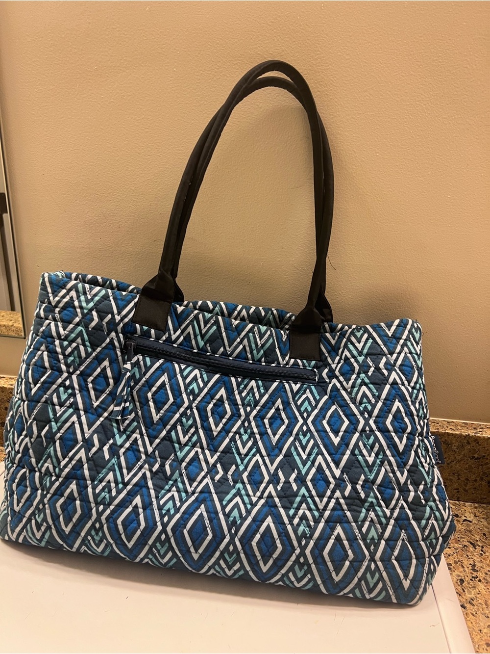 Boca Bag Quilted Geometric Tote Beach Bag Diaper Bag 18x12” Footed & Washable